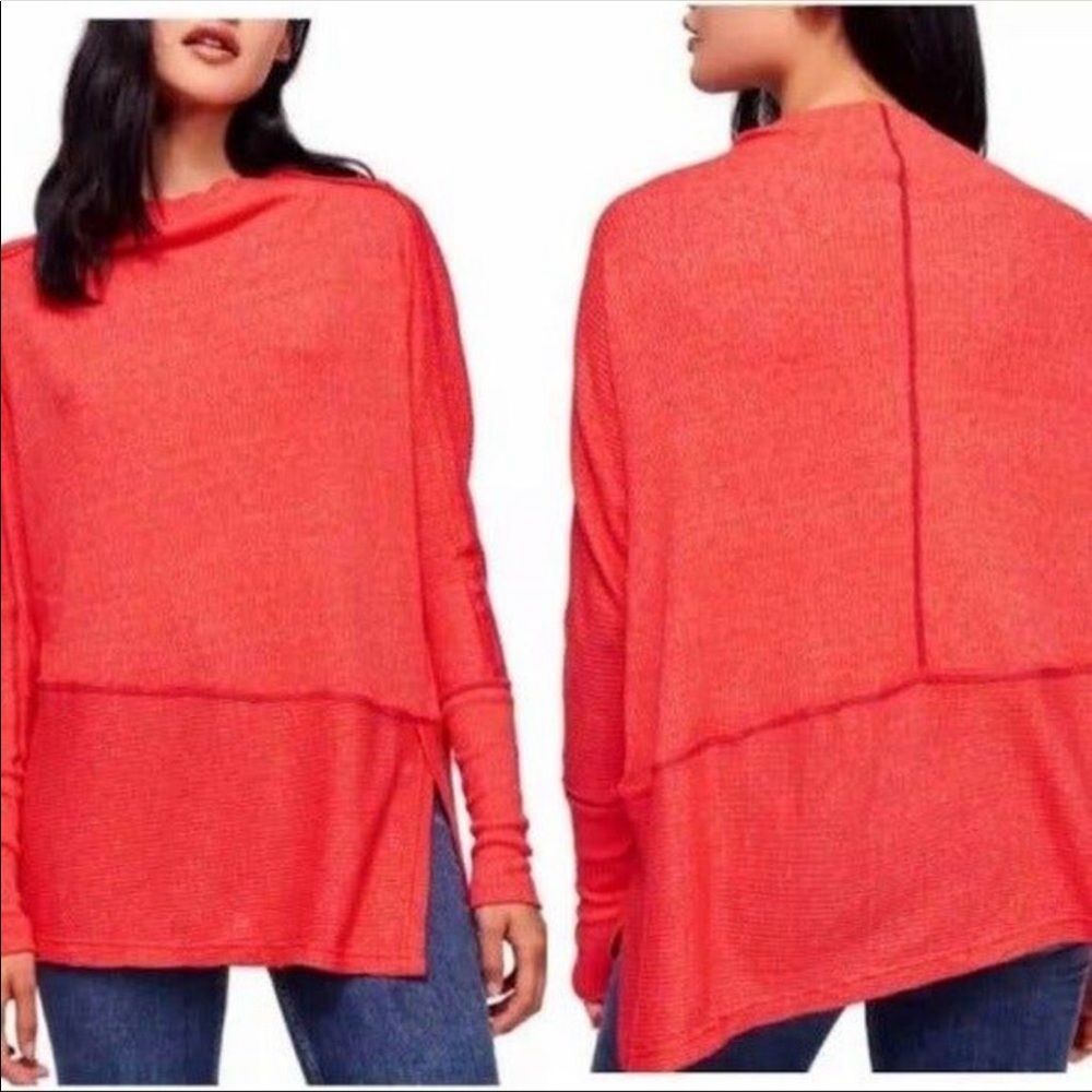 FREE PEOPLE Londontown Thermal Top In Red SMALL